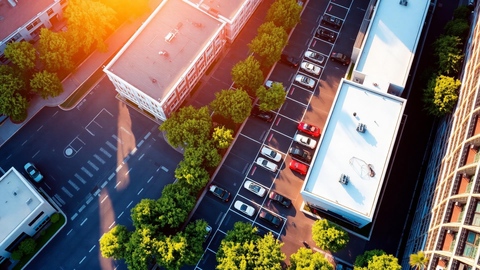 City parking aerial view
